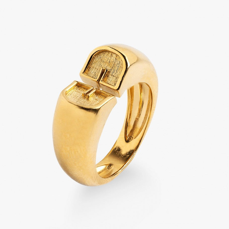 ANILLO ABIERTO LUXLU DE PLATA BAÑADO EN ORO 18 KT AMARILLO