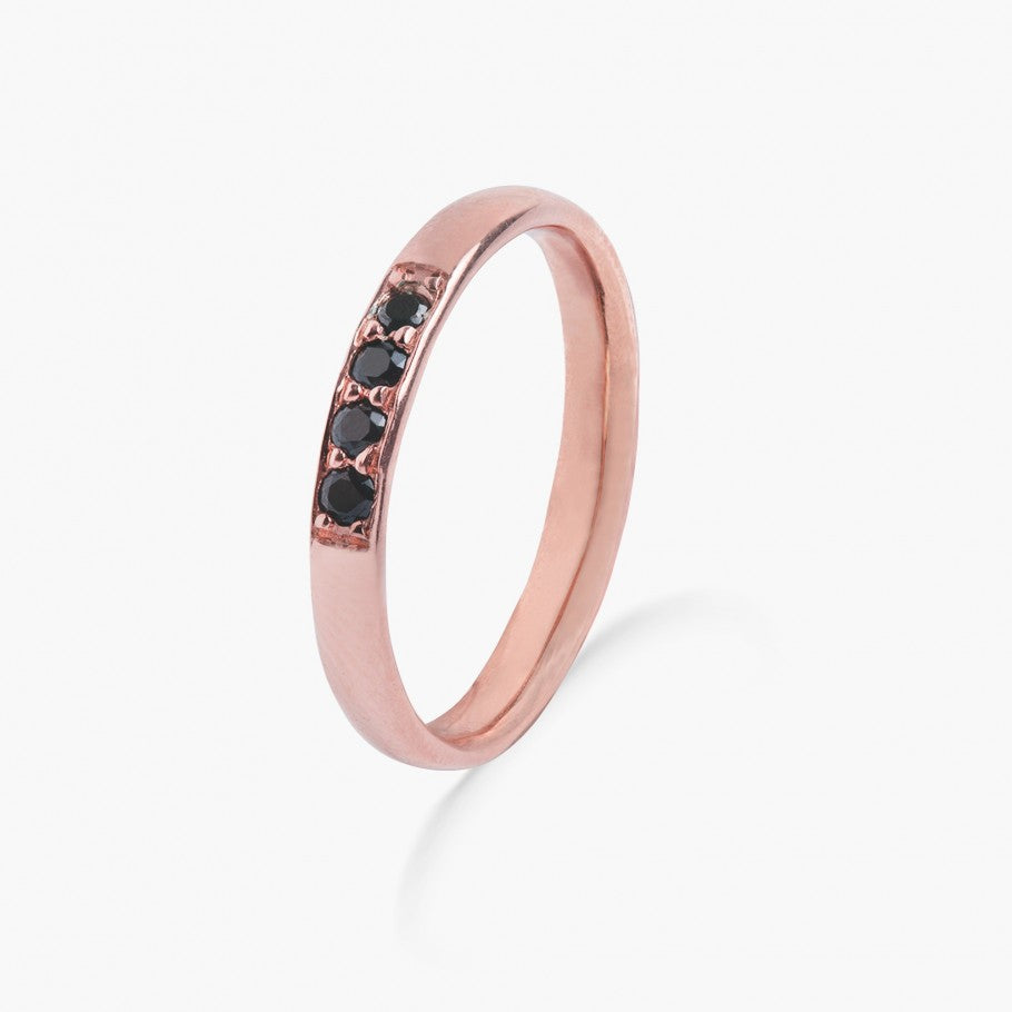ANILLO DE PLATA BAÑADO EN ORO 18 KT ROSA Y ÓNIX