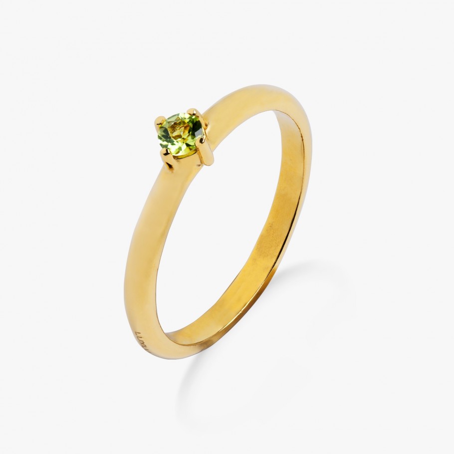 ANILLO DE PLATA BAÑADO EN ORO 18 KT AMARILLO Y PERIDOTO