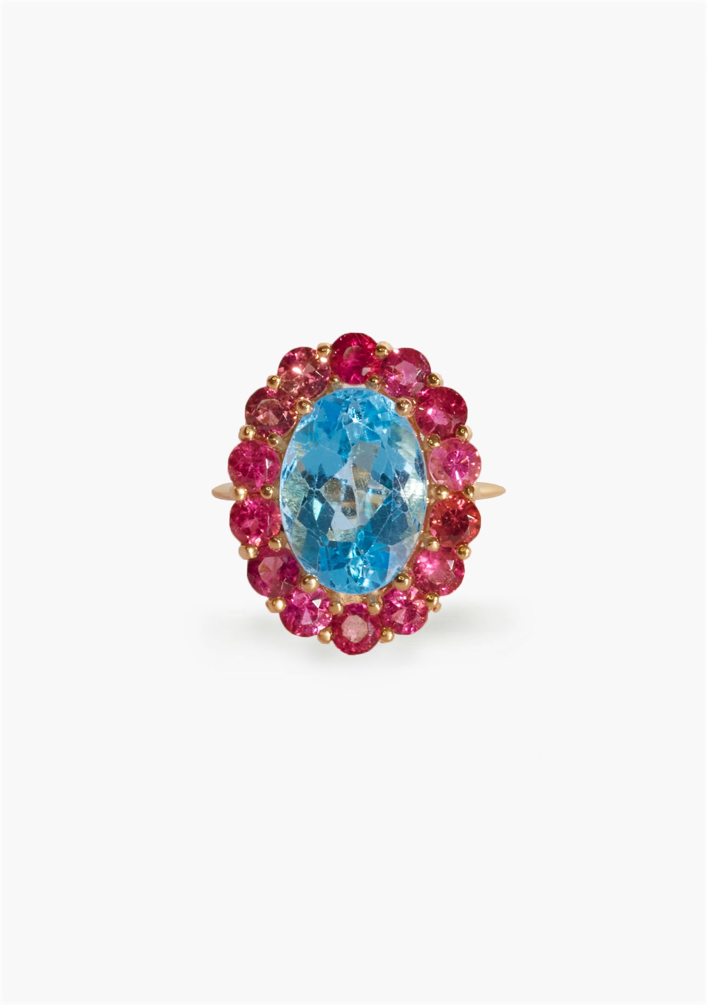 ANILLO FASHION PLATA BAÑADO EN ORO 18KT AMARILLO Y TOPACIO,RODOLITAS