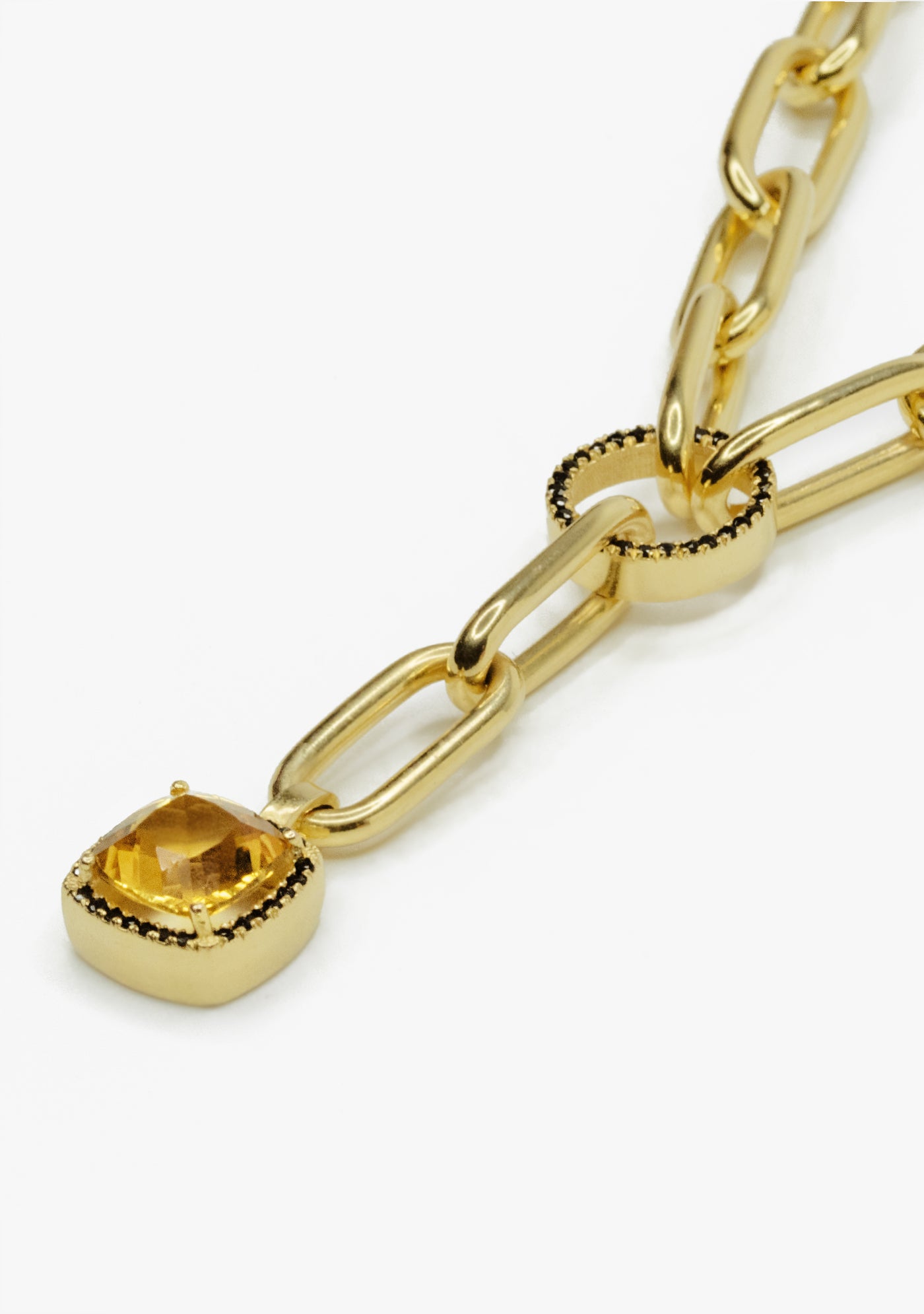 COLLAR ICON DE PLATA BAÑADO EN ORO AMARILLO 18 KT CON CITRINO Y ONIX