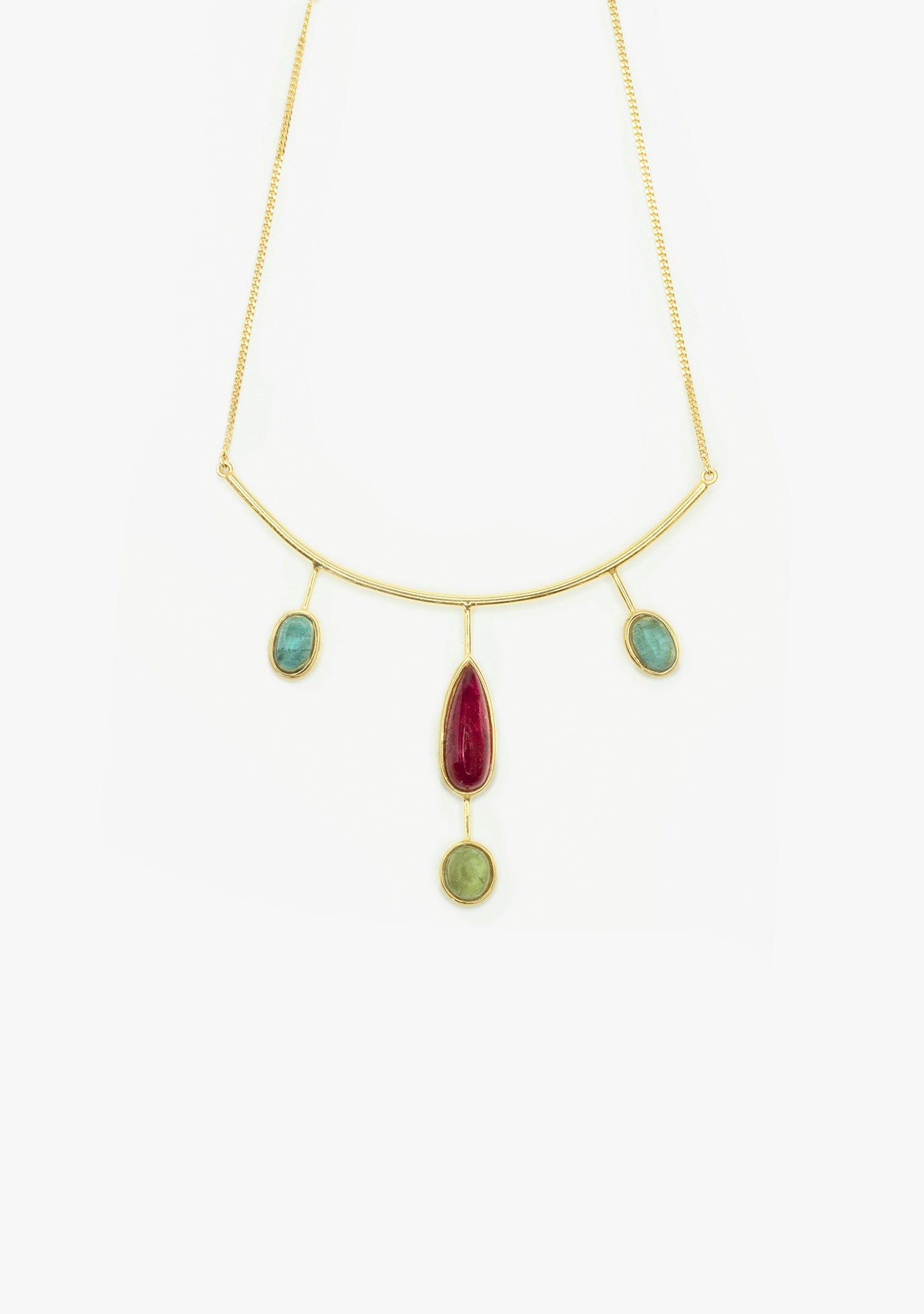 COLLAR PLATA BAÑADO EN ORO 18KT AMARILLO CON TURMALINA