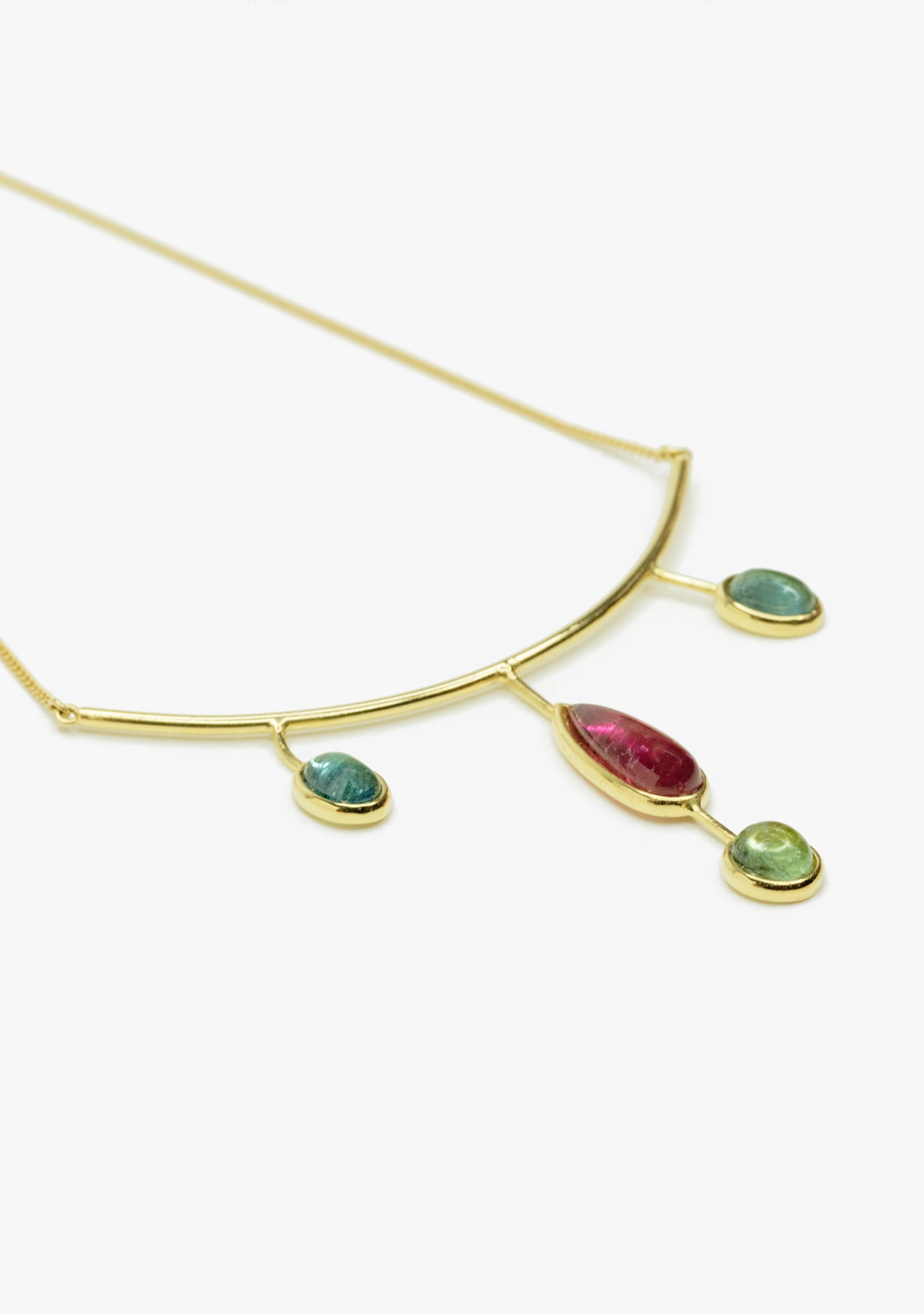 COLLAR PLATA BAÑADO EN ORO 18KT AMARILLO CON TURMALINA