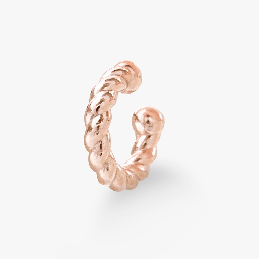 EAR CUFF TRENZADO DE PLATA BAÑADO EN ORO 18 KT ROSA