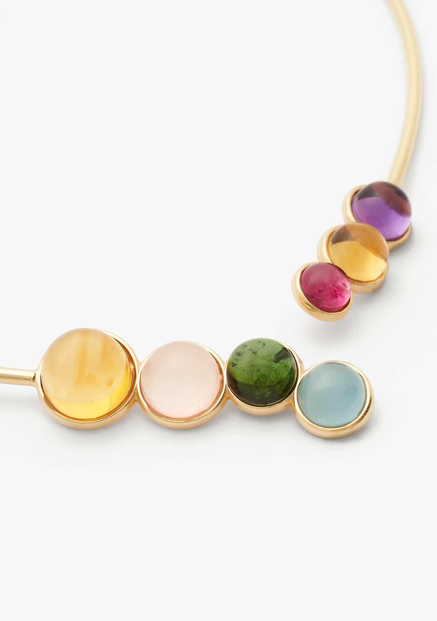 COLLAR PLATA BAÑADO EN ORO 18KT CON TURMALINA AMATISTA CITRINO C.ROSA Y AGUAMARINA
