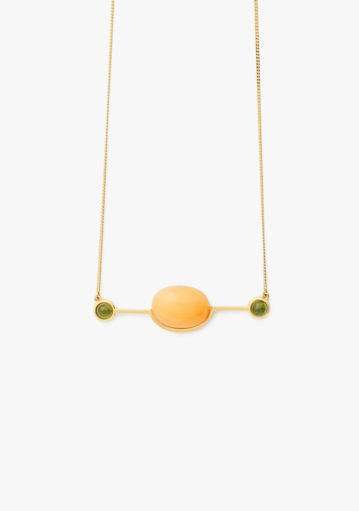 COLLAR PLATA BAÑADO EN ORO 18KT AMARILLO CON TURMALINA Y CORNALINA