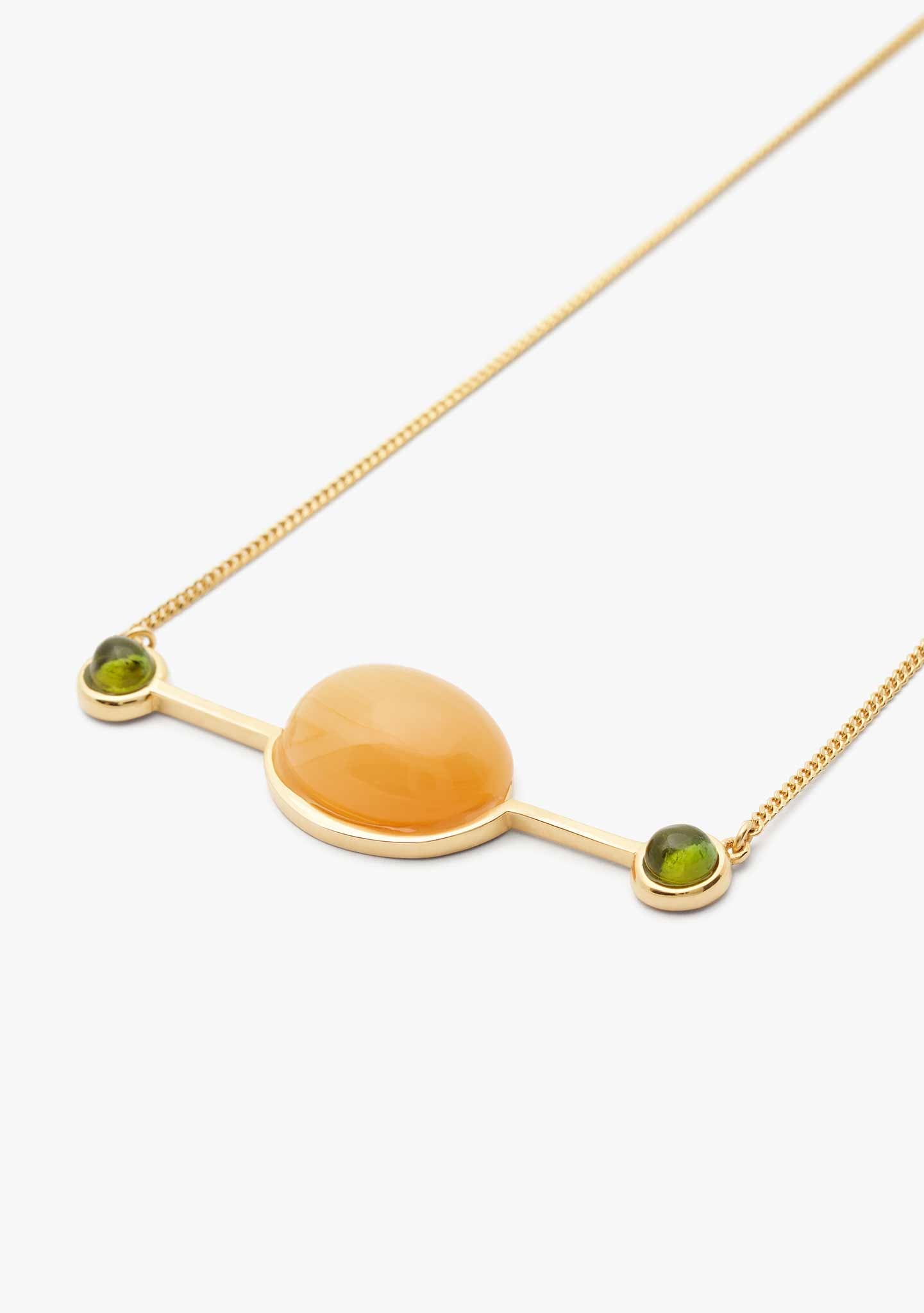 COLLAR PLATA BAÑADO EN ORO 18KT AMARILLO CON TURMALINA Y CORNALINA