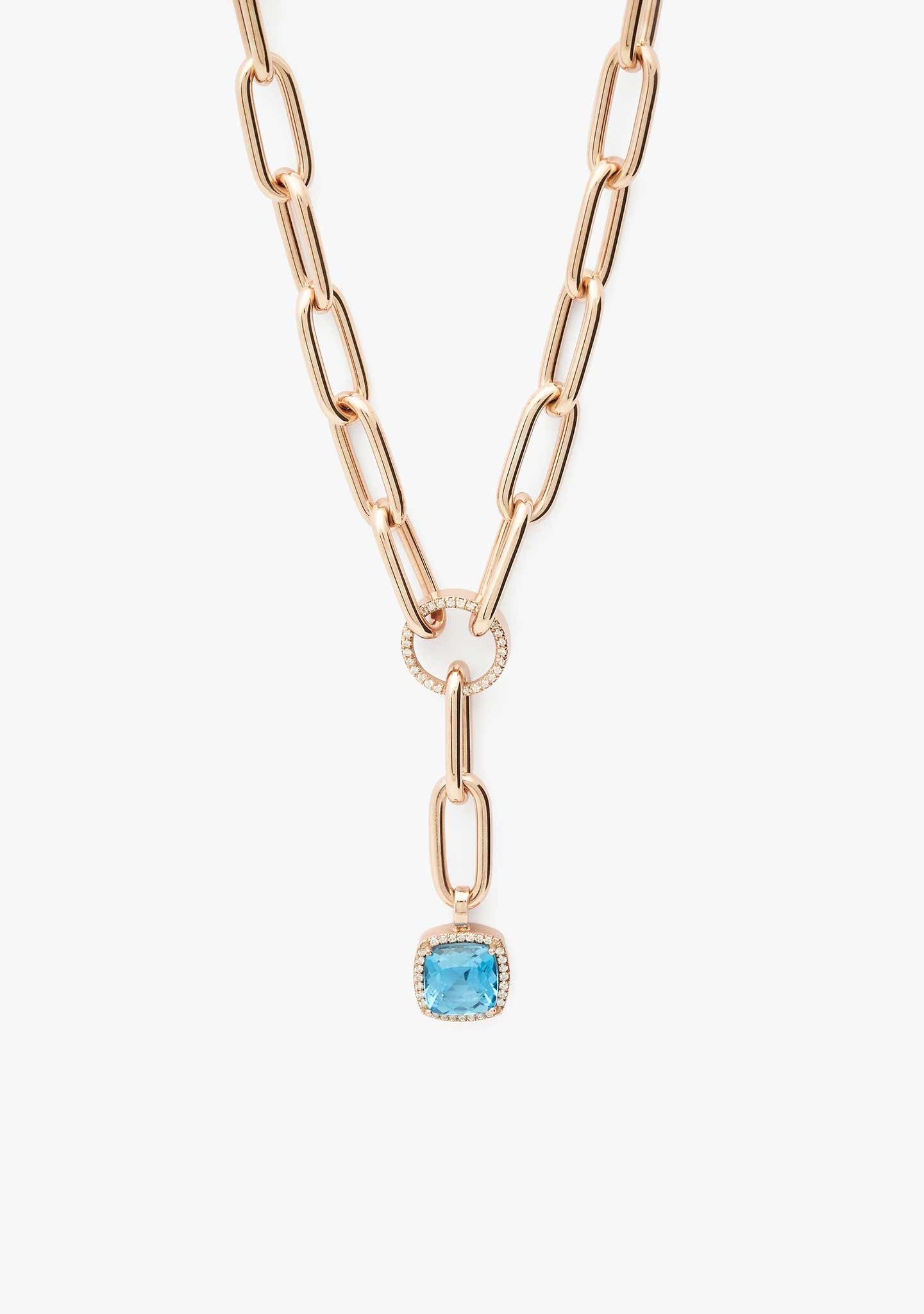COLLAR ICON DE PLATA BAÑADO EN ORO ROSA 18 KT CON TOPACIOS