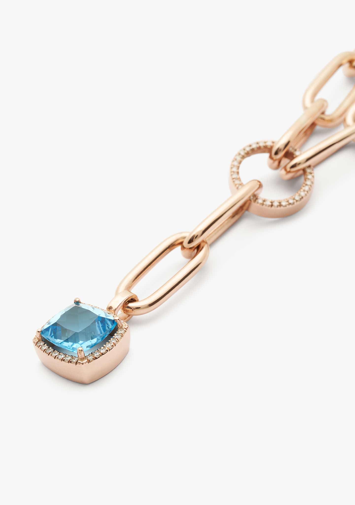 COLLAR ICON DE PLATA BAÑADO EN ORO ROSA 18 KT CON TOPACIOS