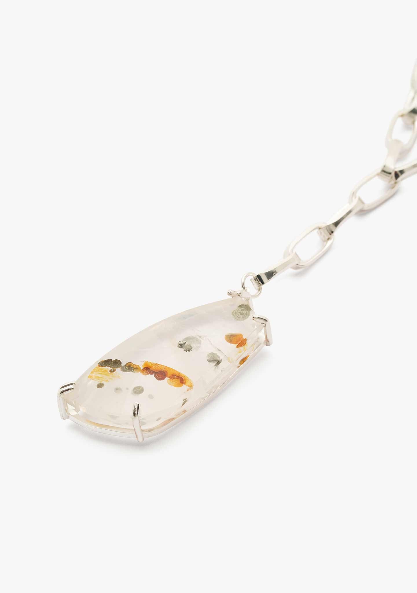 COLLAR DOBLE DE PLATA CON PIEDRA CUARZO PIRITA