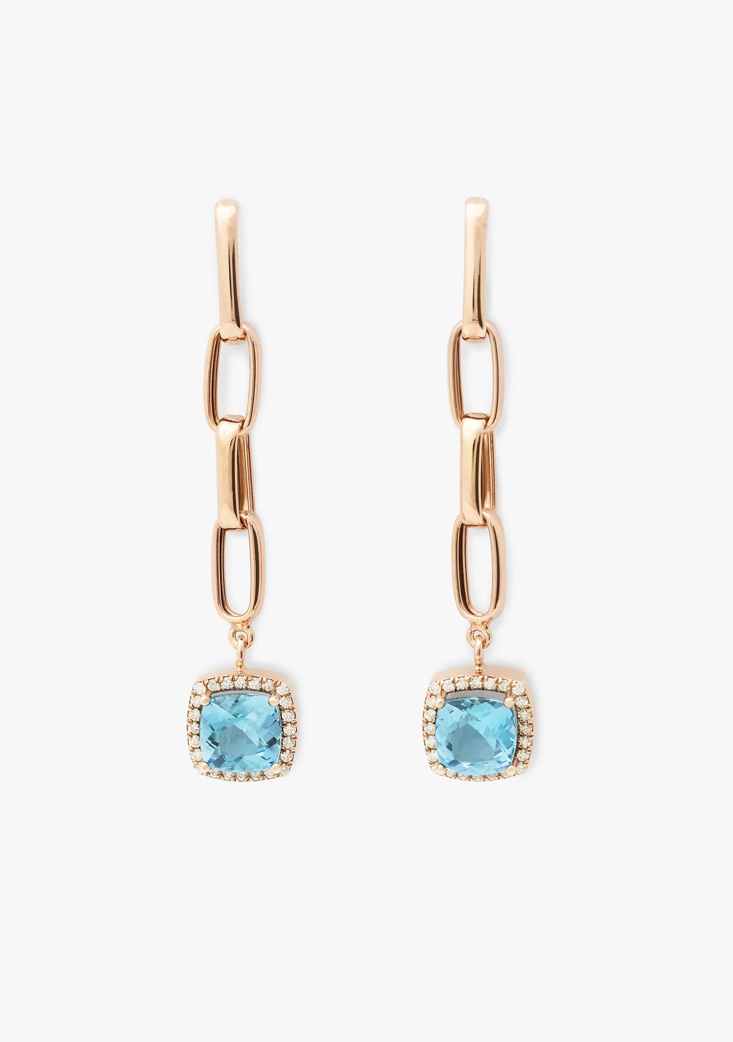 PENDIENTES ICON DE PLATA BAÑADO EN ORO ROSA 18KT CON TOPACIOS