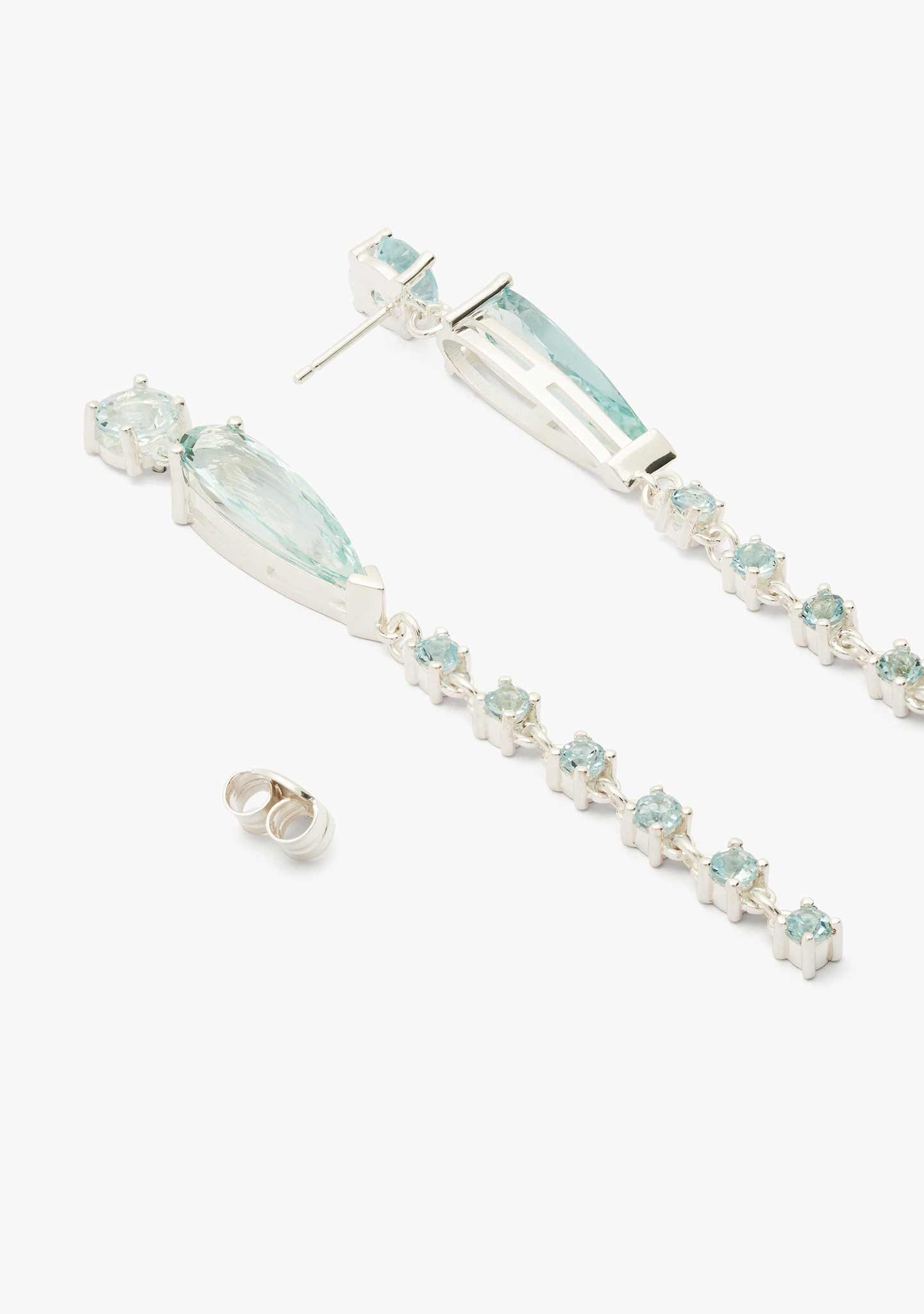 PENDIENTES DE PLATA DE LEY Y TOPACIO AZUL
