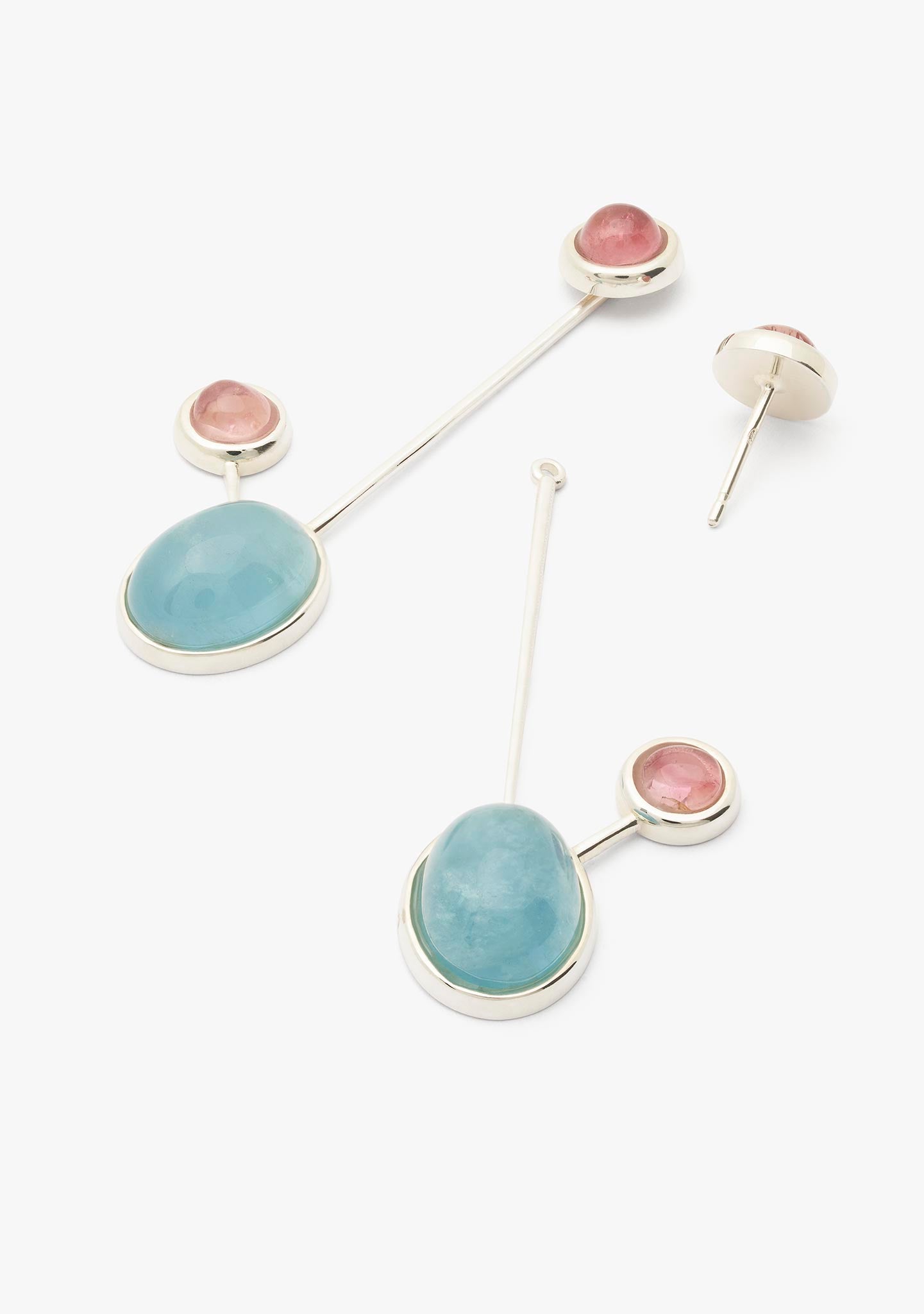 PENDIENTES DUO PLATA DE LEY CON TURMALINAS Y AGUAMARINA