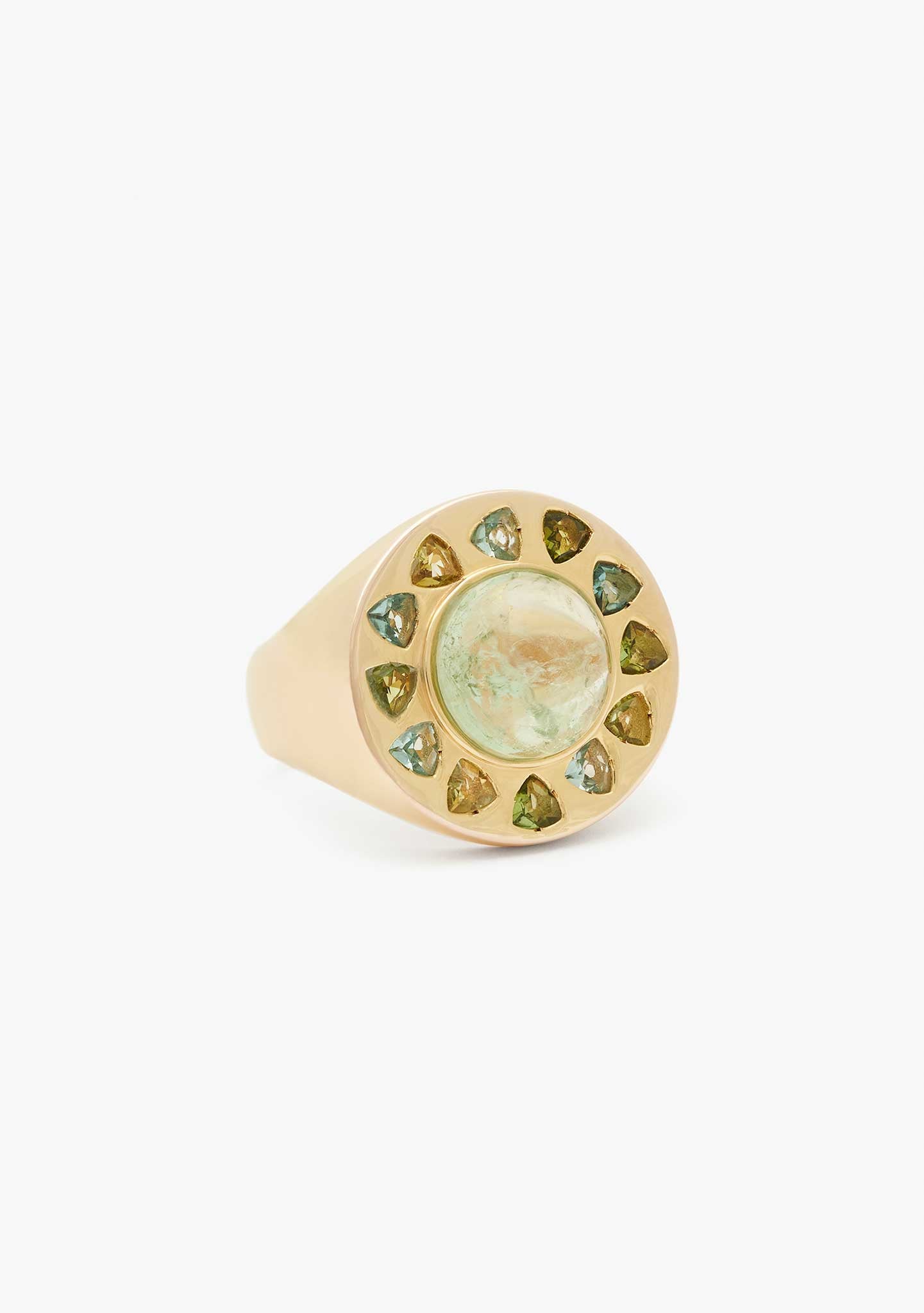 ANILLO SOL DE PLATA BAÑADO EN ORO 18KT AMARILLO CON TURMALINA