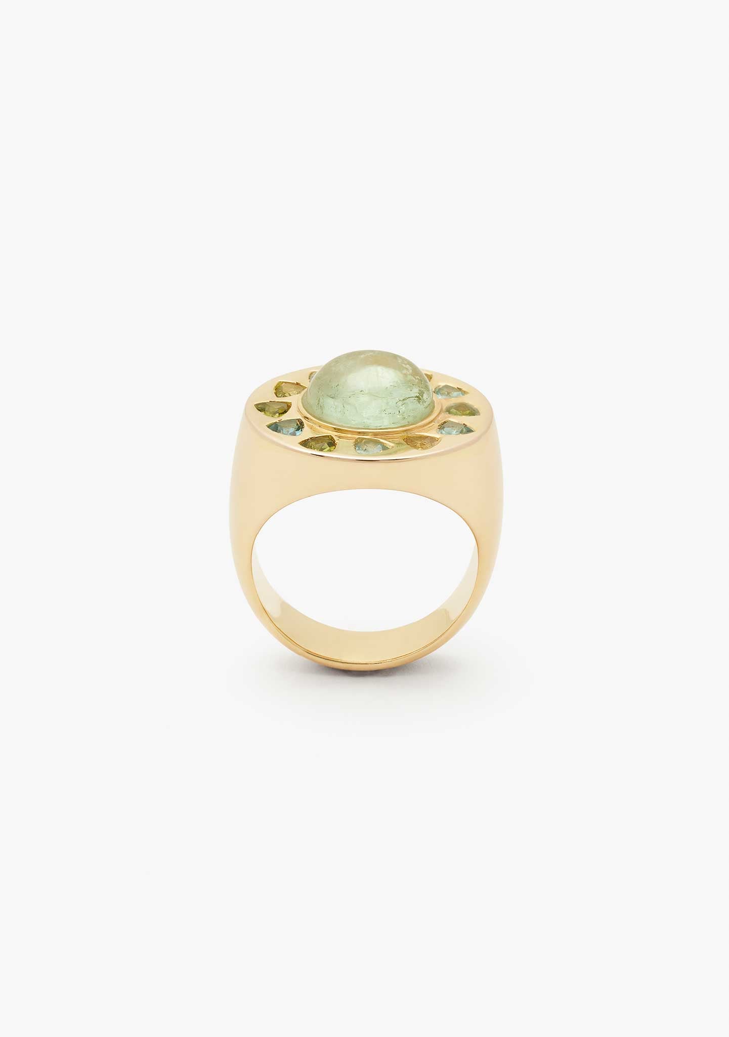 ANILLO SOL DE PLATA BAÑADO EN ORO 18KT AMARILLO CON TURMALINA