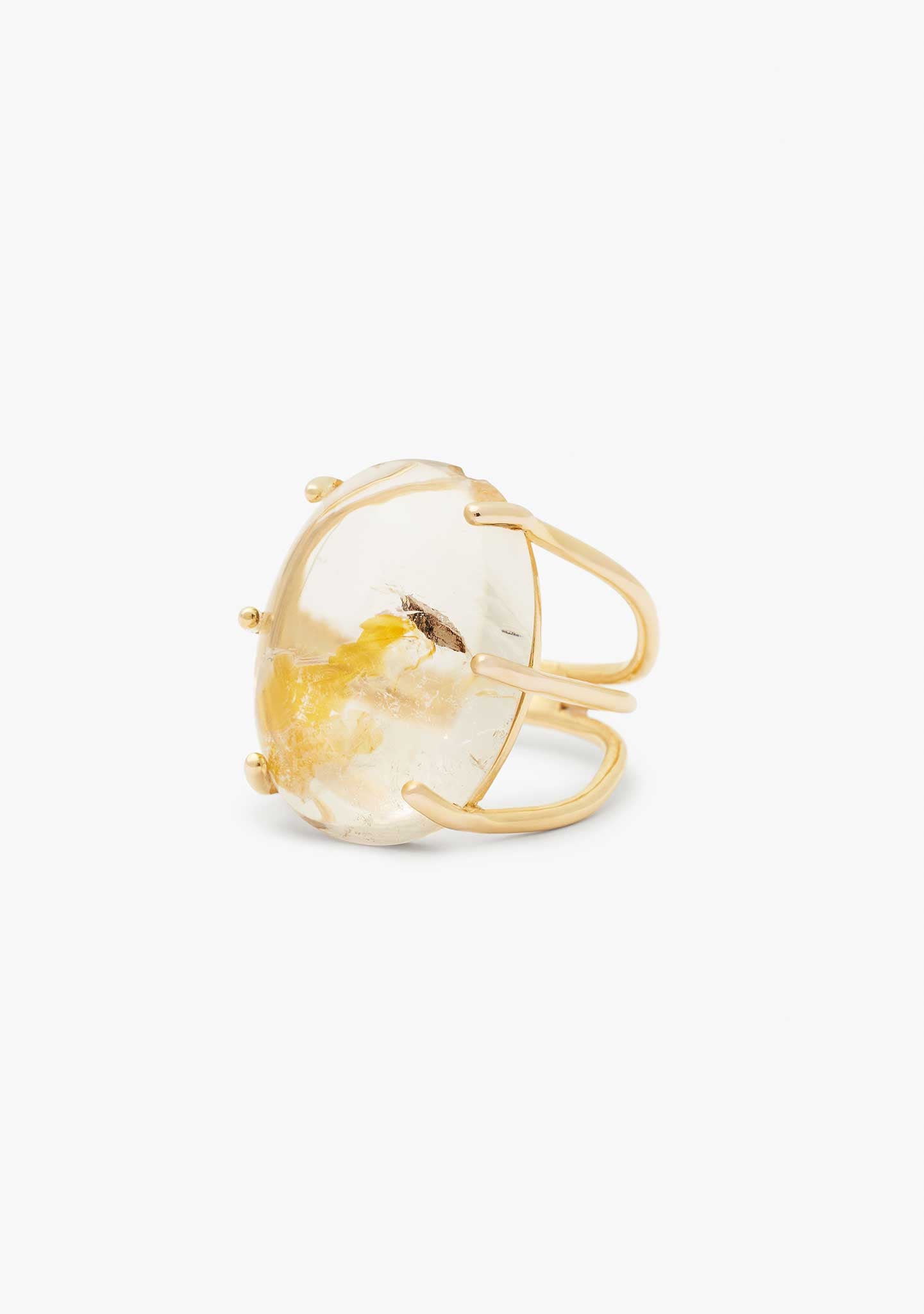 ANILLO OVAL DE PLATA BAÑADO EN ORO AMARILLO 18 KT CON PIEDRA CUARZO HEMATOIDE