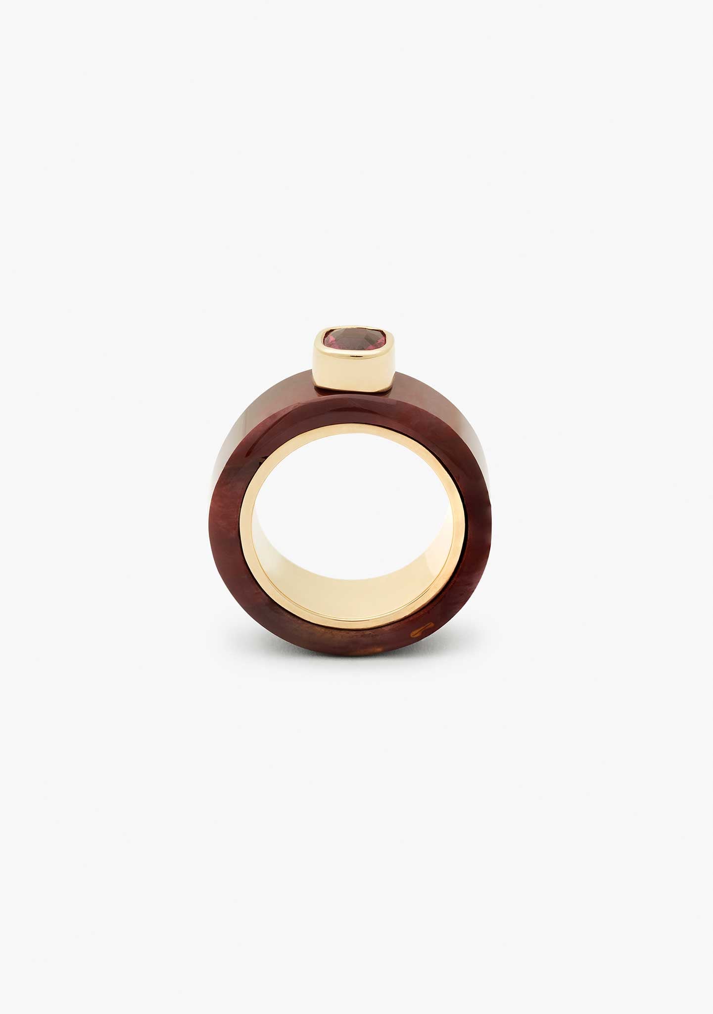 ANILLO ROC ROJO PLATA BAÑADO EN ORO 18KT AMARILLO
