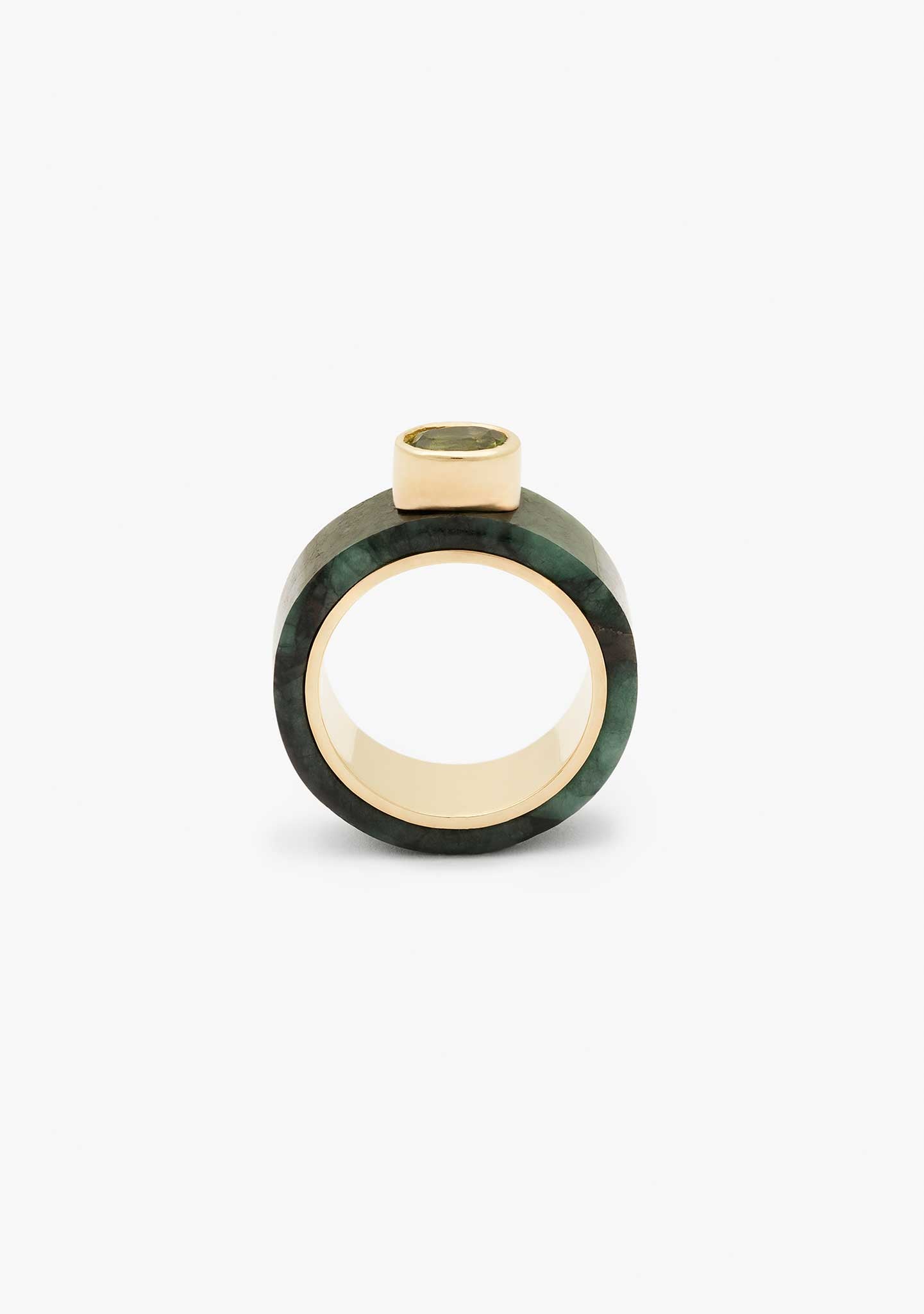 ANILLO ROC VERDE PLATA BAÑADO EN ORO 18KT AMARILLO