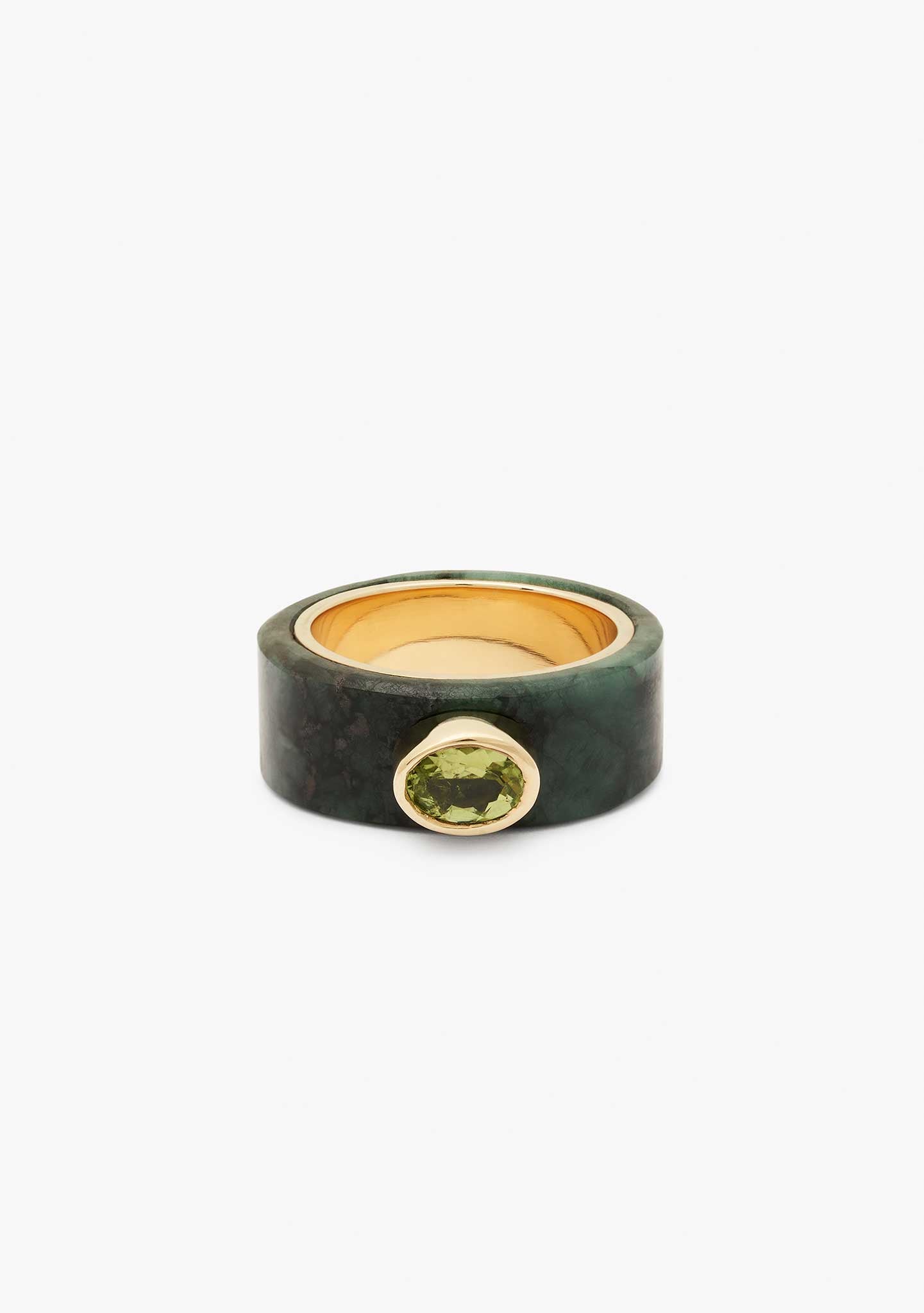 ANILLO ROC VERDE PLATA BAÑADO EN ORO 18KT AMARILLO