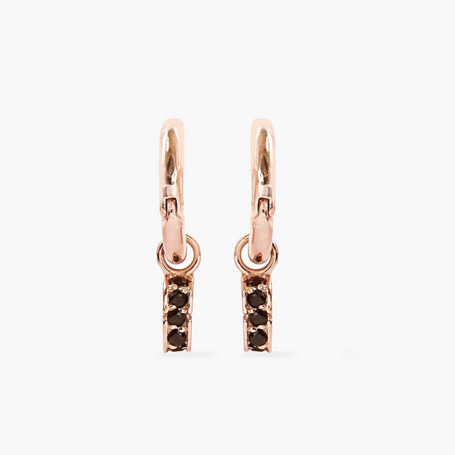 PENDIENTES ARO LUXLU DE PLATA BAÑADO EN ORO 18 KT ROSA Y ÓNIX