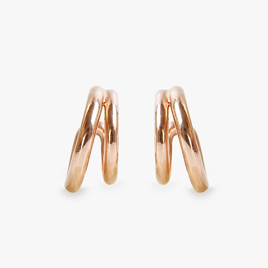 PENDIENTES DOBLE ARO DE PLATA BAÑADO EN ORO 18 KT ROSA