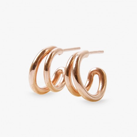 PENDIENTES DOBLE ARO DE PLATA BAÑADO EN ORO 18 KT ROSA