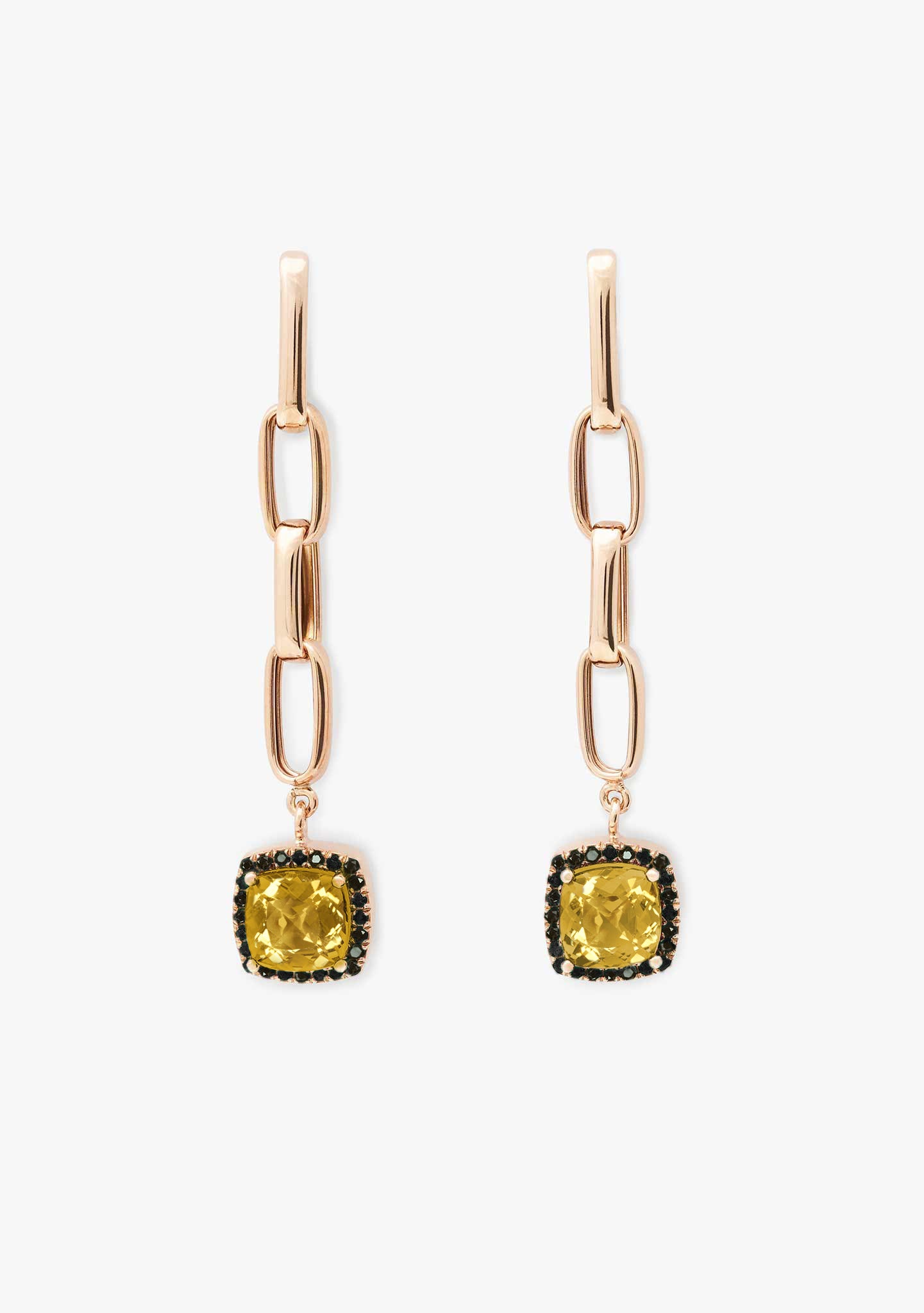 PENDIENTES ICON DE PLATA BAÑADO EN ORO AMARILLO 18KT CON CITRINO Y ONYX